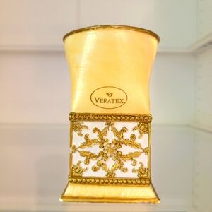 Veratex Bathroom Makeup, Toothbrush Trinkets holder (Gold Collection)